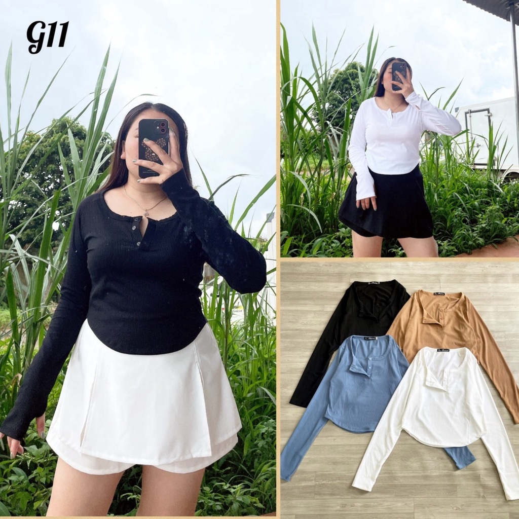 Áo Thun Tay Dài Bigsize , Áo Croptop Chất Gân Tăm Lên Phom Dễ Thương G11