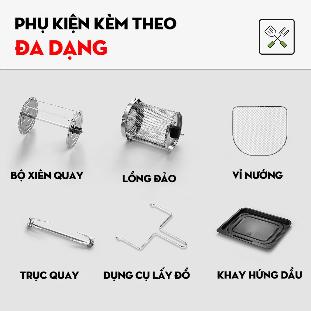 NỒI CHIÊN KHÔNG DẦU NINESHIELD 12L KB-1201 ĐIỆN TỬ CÔNG SUẤT 1800W