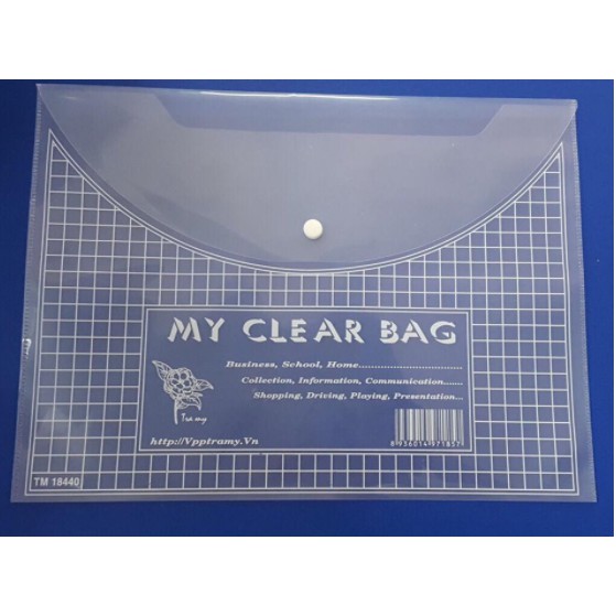 [SỈ/BUÔN] Combo 20 Túi Clear Bag Khổ A4  Có Khuy Bấm siêu bền màu trắng