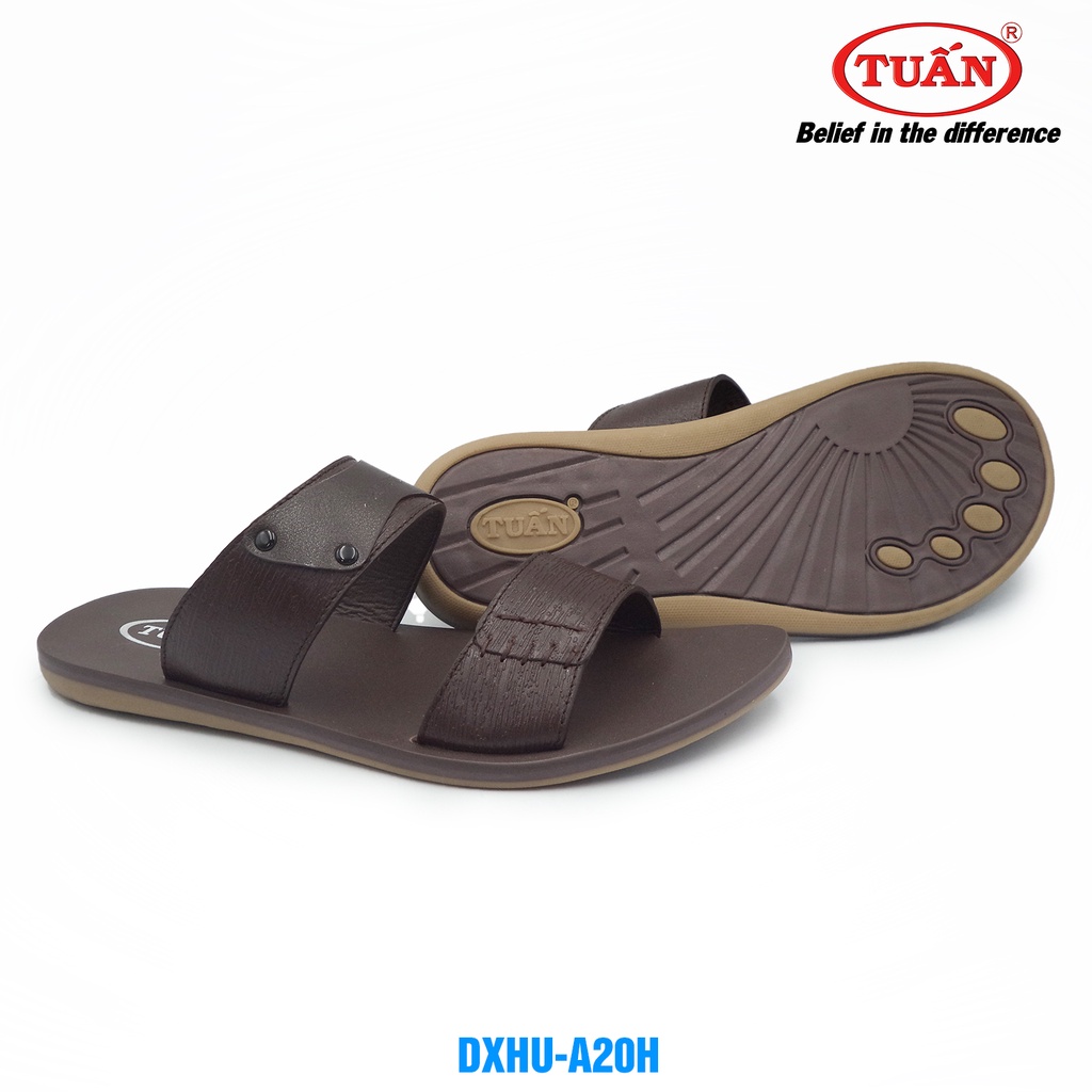 Dép nam da bò tự nhiên dép quai ngang thương hiệu Tuấn DXHU-20H