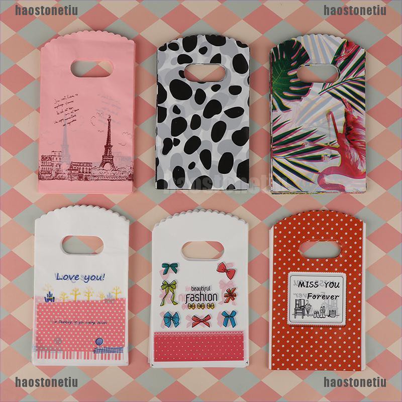(Hàng Mới Về) Bộ 50 Túi Nhựa Đựng Quà Mini 9x15cm Có Tay Cầm Nhựa