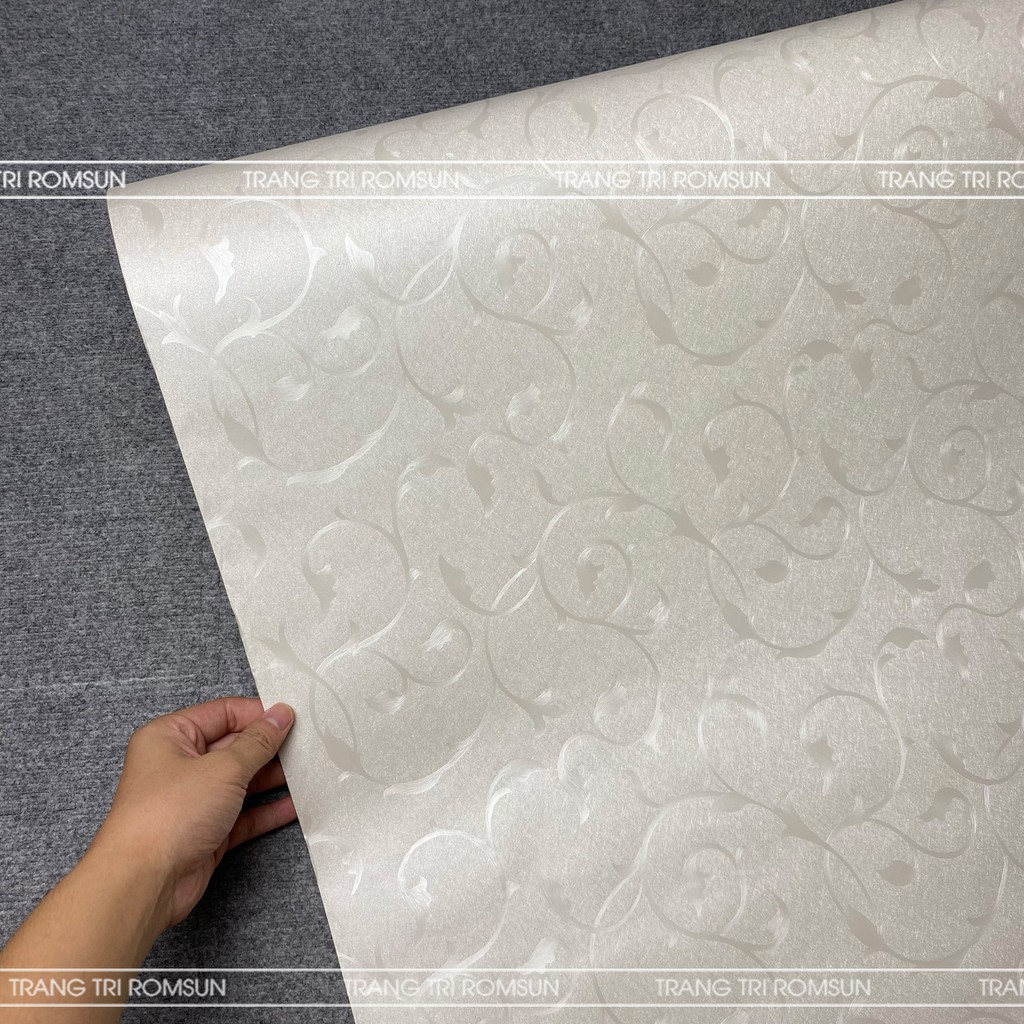 Giấy dán tường khổ 60cm 120cm Decal miếng dán tường phòng ngủ hoa văn chìm 3D hàn quốc sẵn keo