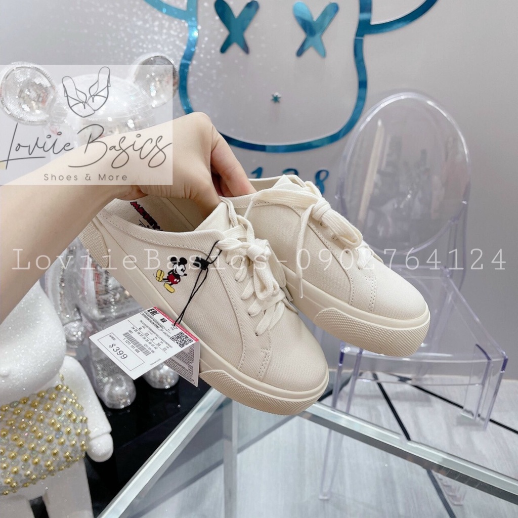 GIÀY SỤC LOVIIE BASICS - GIÀY THỂ THAO ĐẠP GÓT CHUỘT MICKEY - SỤC BATA NỮ THỜI TRANG 2CM B220102