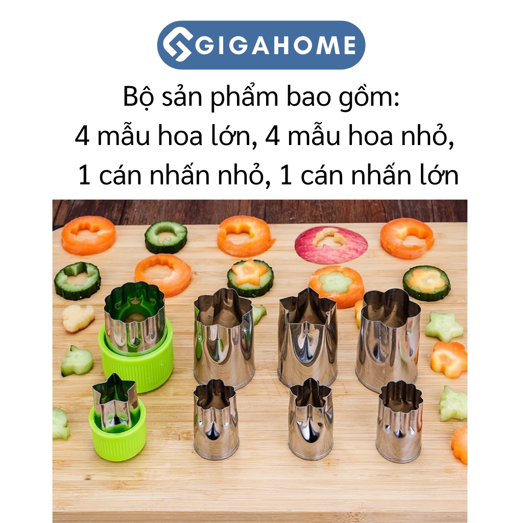 Bộ Khuôn Bấm Tỉa Tạo Hình Rau Củ, Thạch Rau Câu GIGAHOME 8 Món Đa Năng 4001