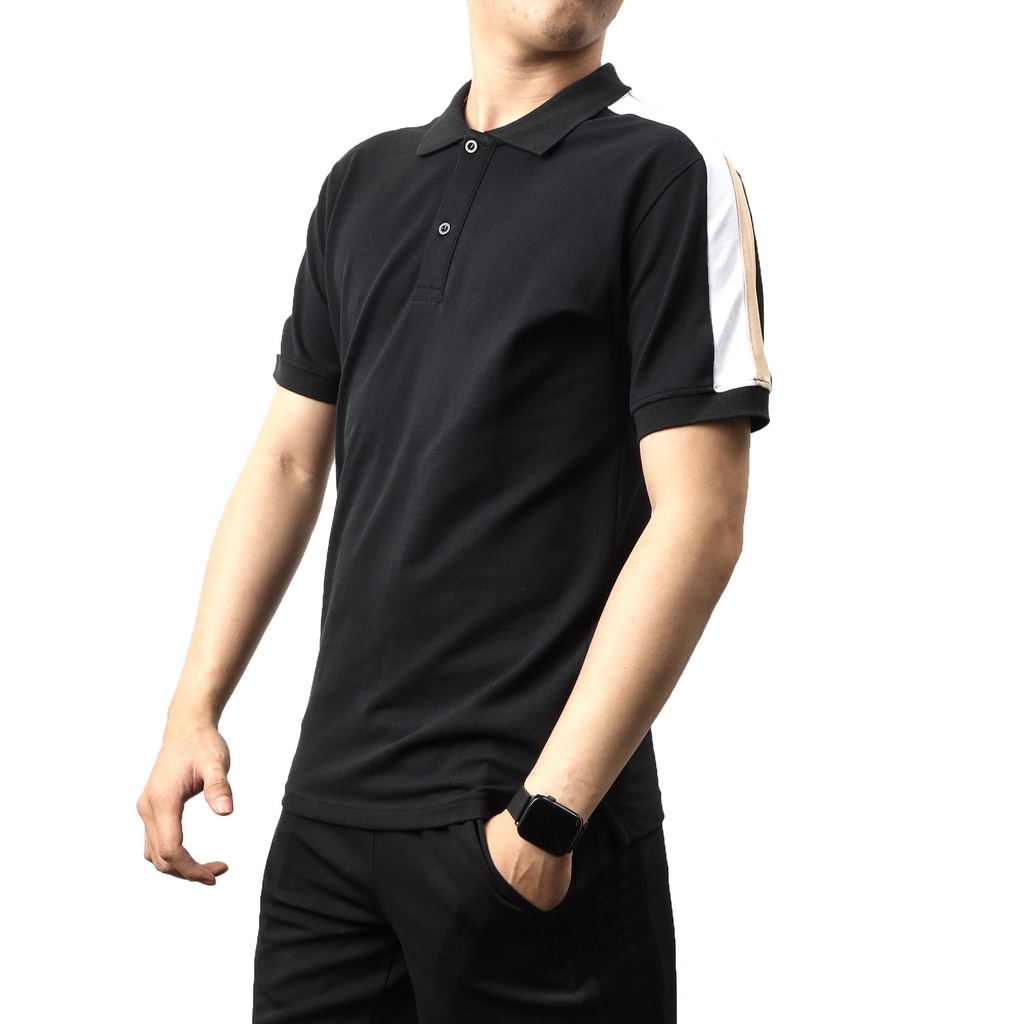 Áo thun polo nam phối sọc vai DILANO , Chất liệu cotton cá sấu cao cấp APD11 | BigBuy360 - bigbuy360.vn