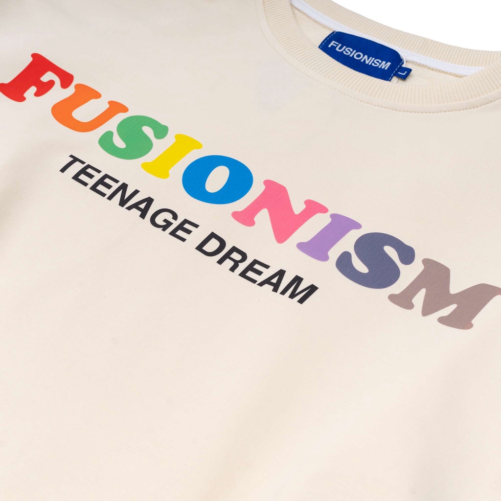 Áo Sweater in chữ Teenage Fusionism - Màu Kem - Unisex - Form Oversize