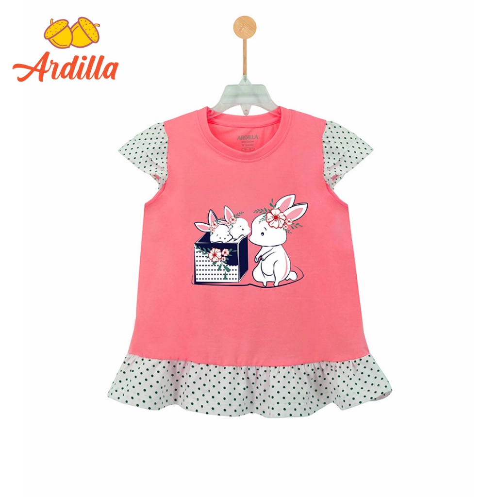 Áo Phông Bé Gái Phối Bèo ARDILLA Họa Tiết Dễ Thương, Chất Liệu An Toàn Thoáng Mát Cho Bé 2-7 Tuổi K88GSS20