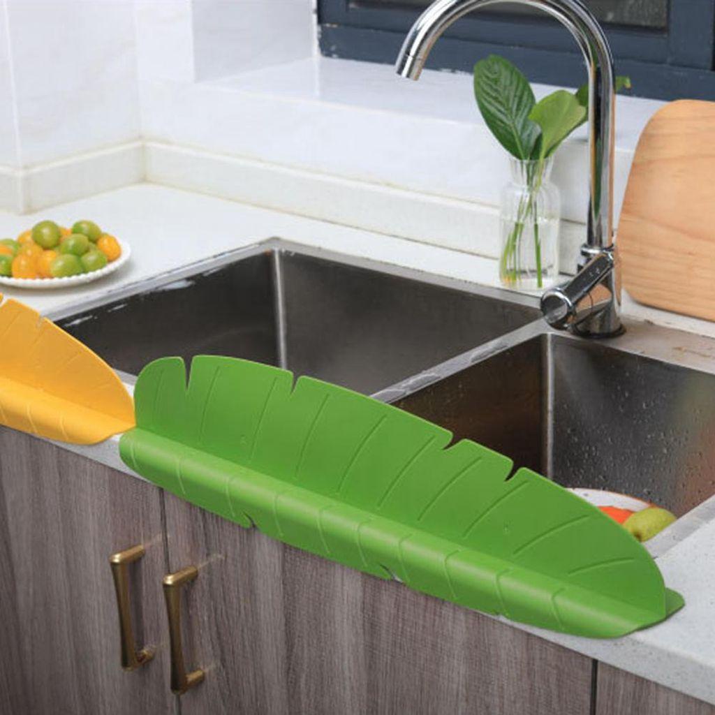 Tấm Chắn Nước Bằng PP Hình Lá Chuối Có Giác Hút Tiện Dụng Cho Bồn Rửa