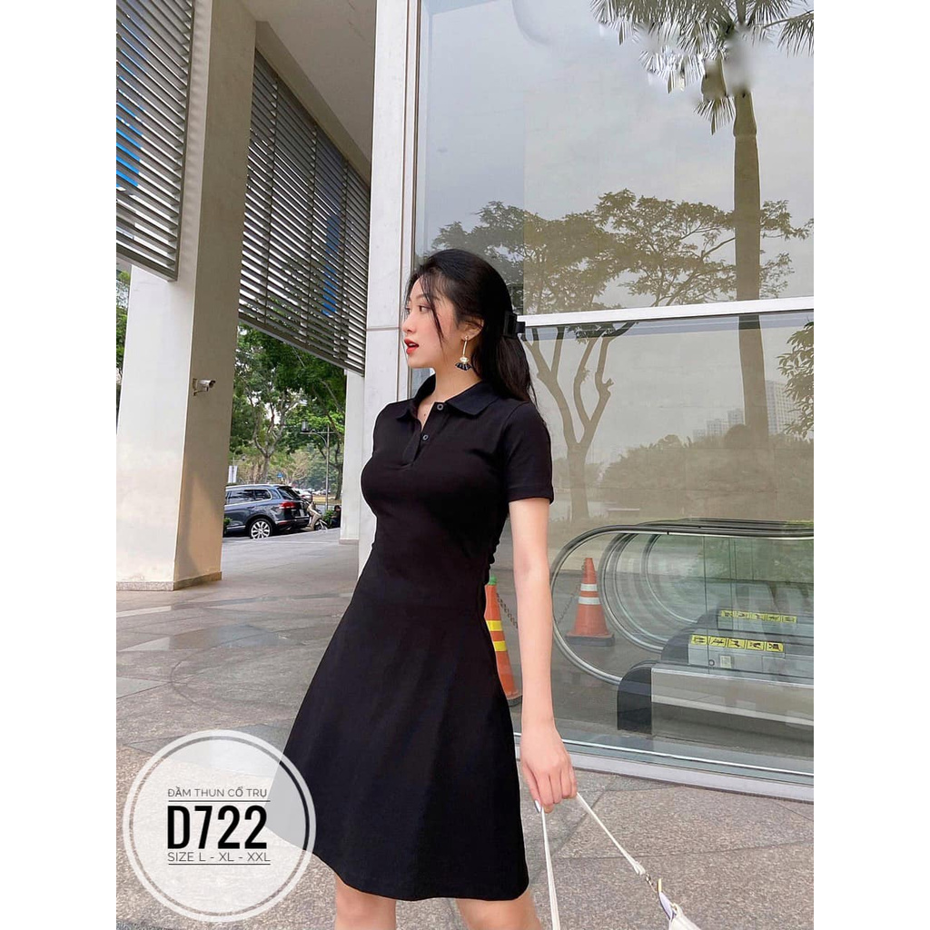 (CÓ ẢNH THẬT) BIGSIZE ĐẦM THUN CỔ TRỤ D722 Chất liệu: vải thun cotton