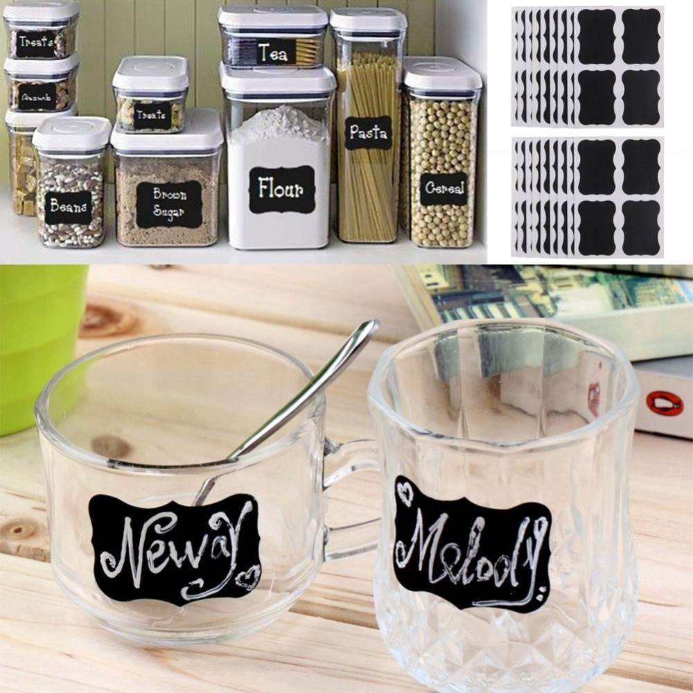 Bộ 40 nhãn tên + phấn vẽ dạng lỏng cho hủ đựng đồ ăn