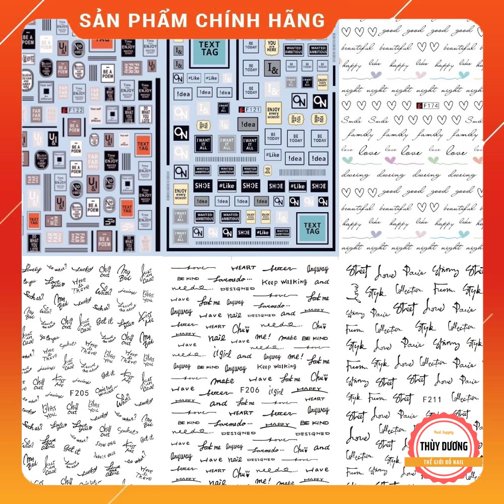 Sticker dán móng chữ 1