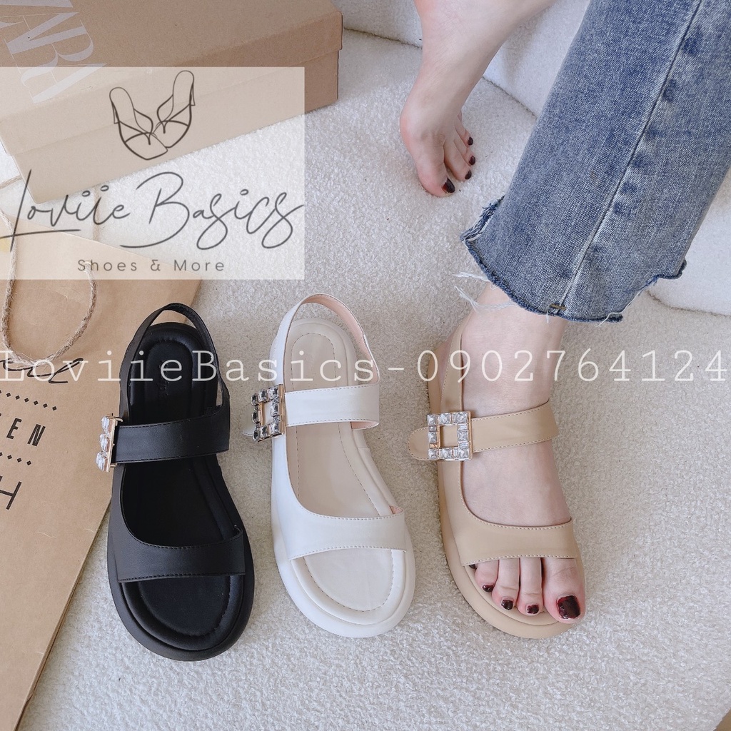 SANDAL NỮ LOVIIE BASICS - GIÀY XUỒNG THỜI TRANG PHONG CÁCH NỮ TÍNH QUAI NGANG TRƠN ĐẾ BẰNG S220744