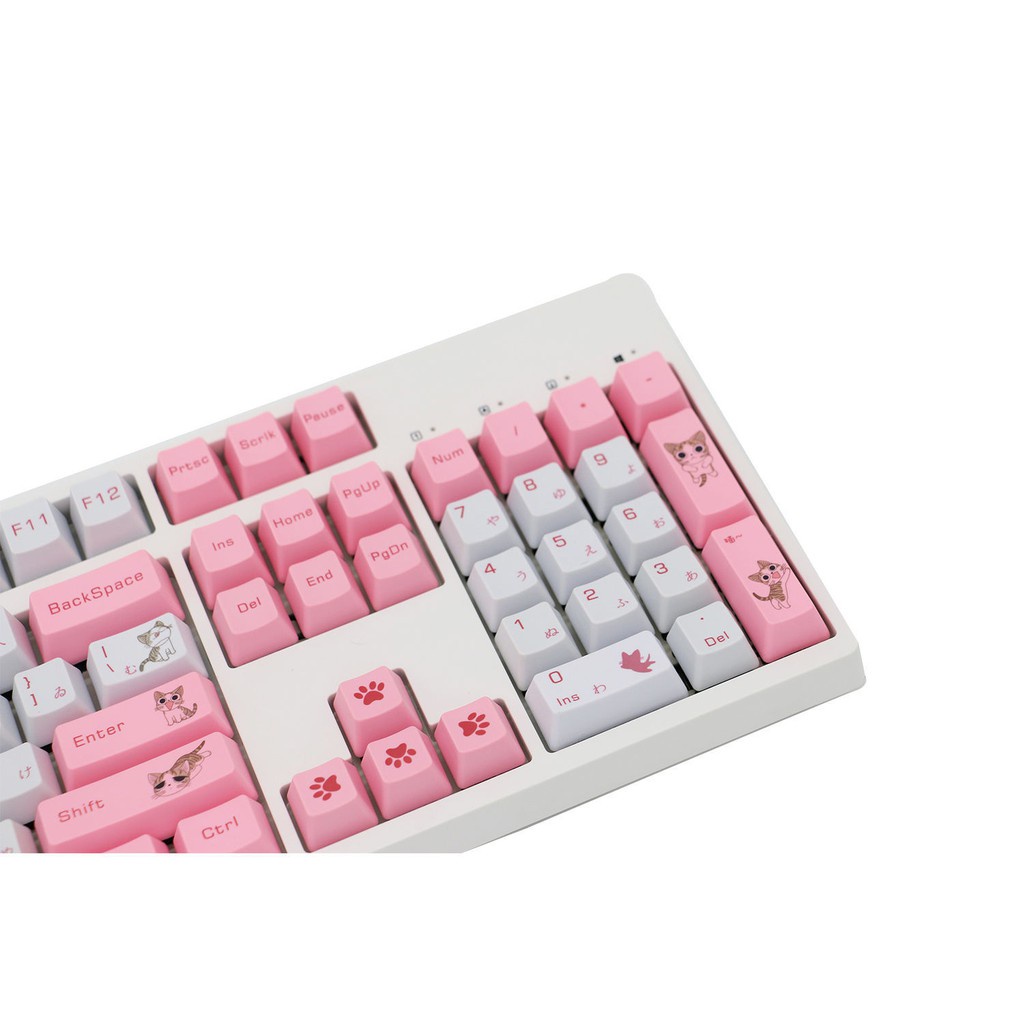 ♂Bàn phím cơ cá tính mèo hồng phô mai keycap lớn full bộ PBT 5 mặt thăng hoa 10487 phím IKBC Gauss