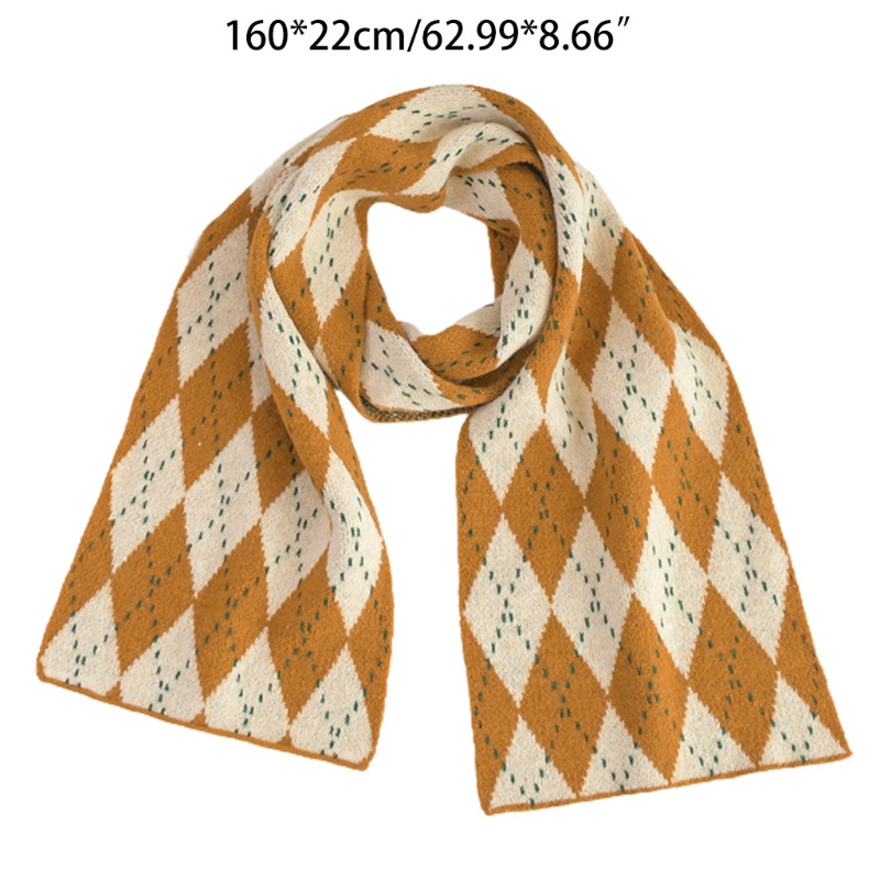 Khăn Choàng Cổ Giữ Ấm Mùa Đông In Họa Tiết Lưới Kim Cương