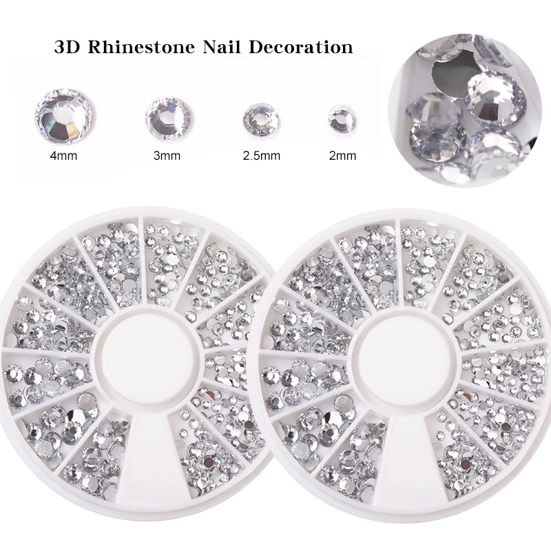 Set 400 Hạt Cườm Tròn 1.2mm / 2mm / 3mm / 4mm Trang Trí Móng Nghệ Thuật