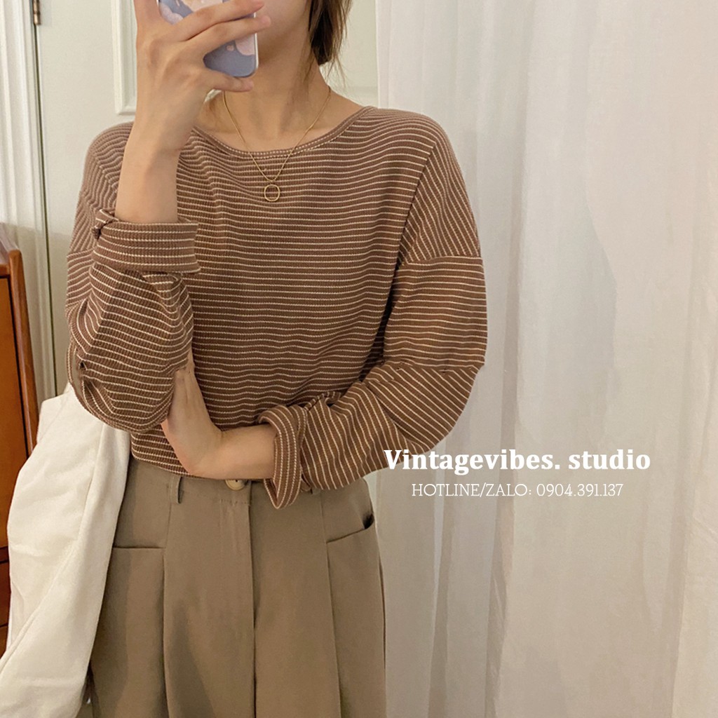 [Mã WAINCU20 hoàn 20% xu đơn 99k] 🚛[FREESHIP] Áo len kẻ dài tay vintage Ulzzang (hàng QC) - Ảnh thật