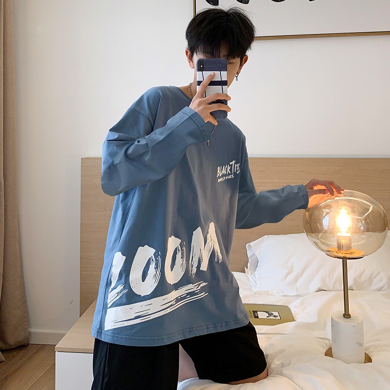 Áo thun tay dài cổ tròn size lớn M-5XL thời trang Hàn Quốc cho nam