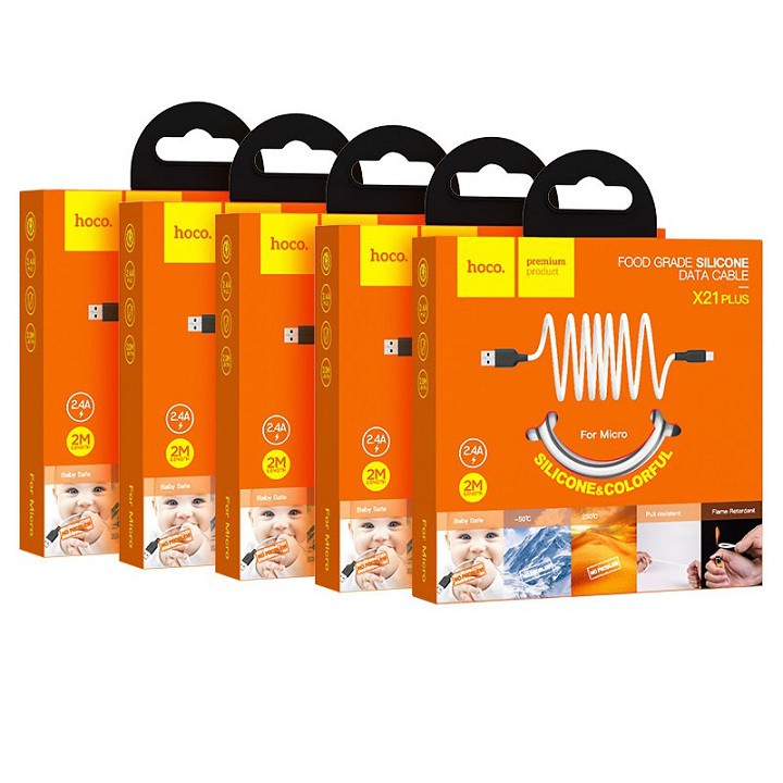 Cáp sạc nhanh SIêu Bền 2M TypeC Hoco X21 PLus 2.4A - Chính Hãng