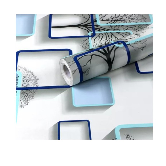 Decal giấy dán tường ô vuông cây xanh khổ rộng 0.45m (nhiều màu)