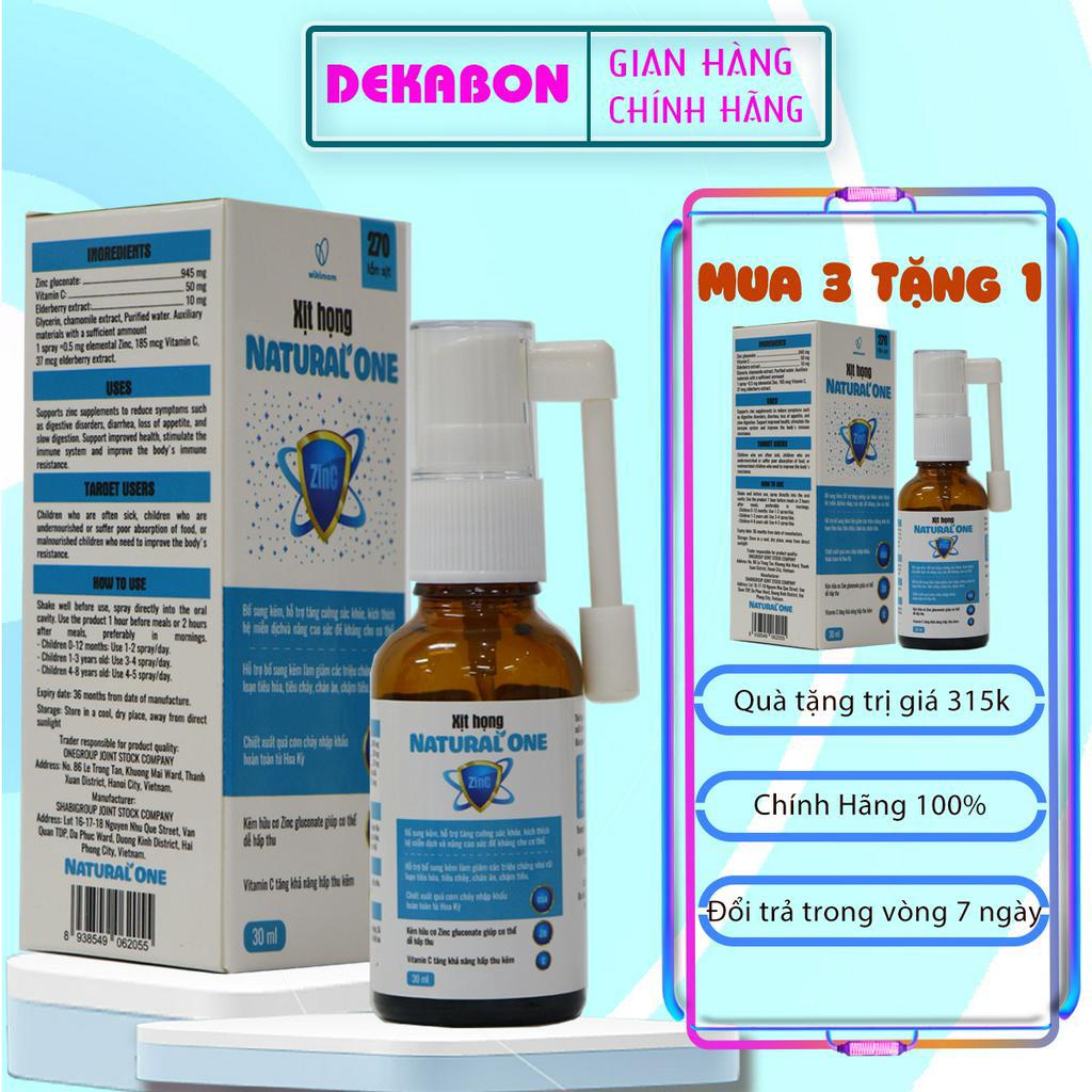 Xịt bổ sung kẽm Natural One Zinc 30ml cho trẻ từ 0 tháng tuổi, giảm rối loạn tiêu hóa, tiêu chảy, chán ăn - DEKABON