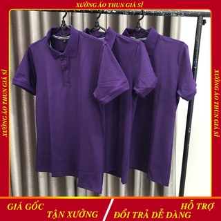 Áo phông nữ polo - Áo Thun Cá Sấu Poly 4 Chiều Màu Tím.