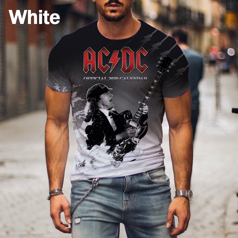 Áo Thun Tay Ngắn Cổ Tròn In Họa Tiết ACDC 3D Phong Cách Hip Hop Thời Trang Mùa Hè Cho Nam Và Nữ