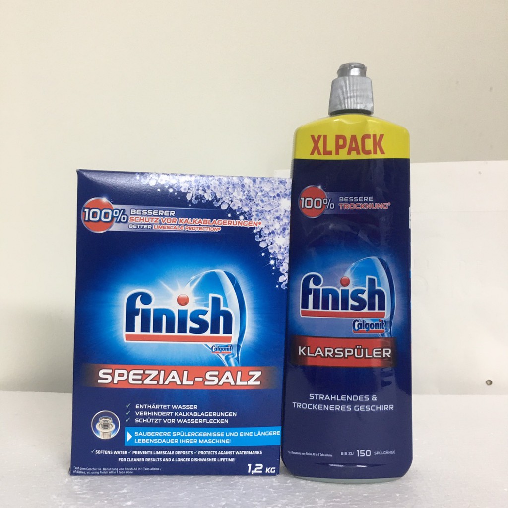 Combo Nước làm bóng Finish 750ml+Muối  làm mềm nước Finish 1.2kg -Đức