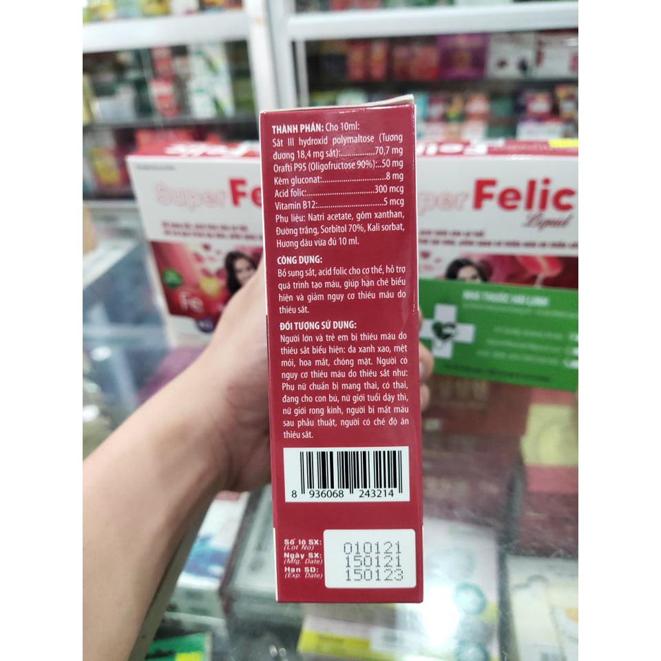 [CHÍNH HÃNG] Super Felic Liquid - Bổ sung sắt, acid folic, bổ máu cho cơ thể cho người thiếu máu dạng ống nước