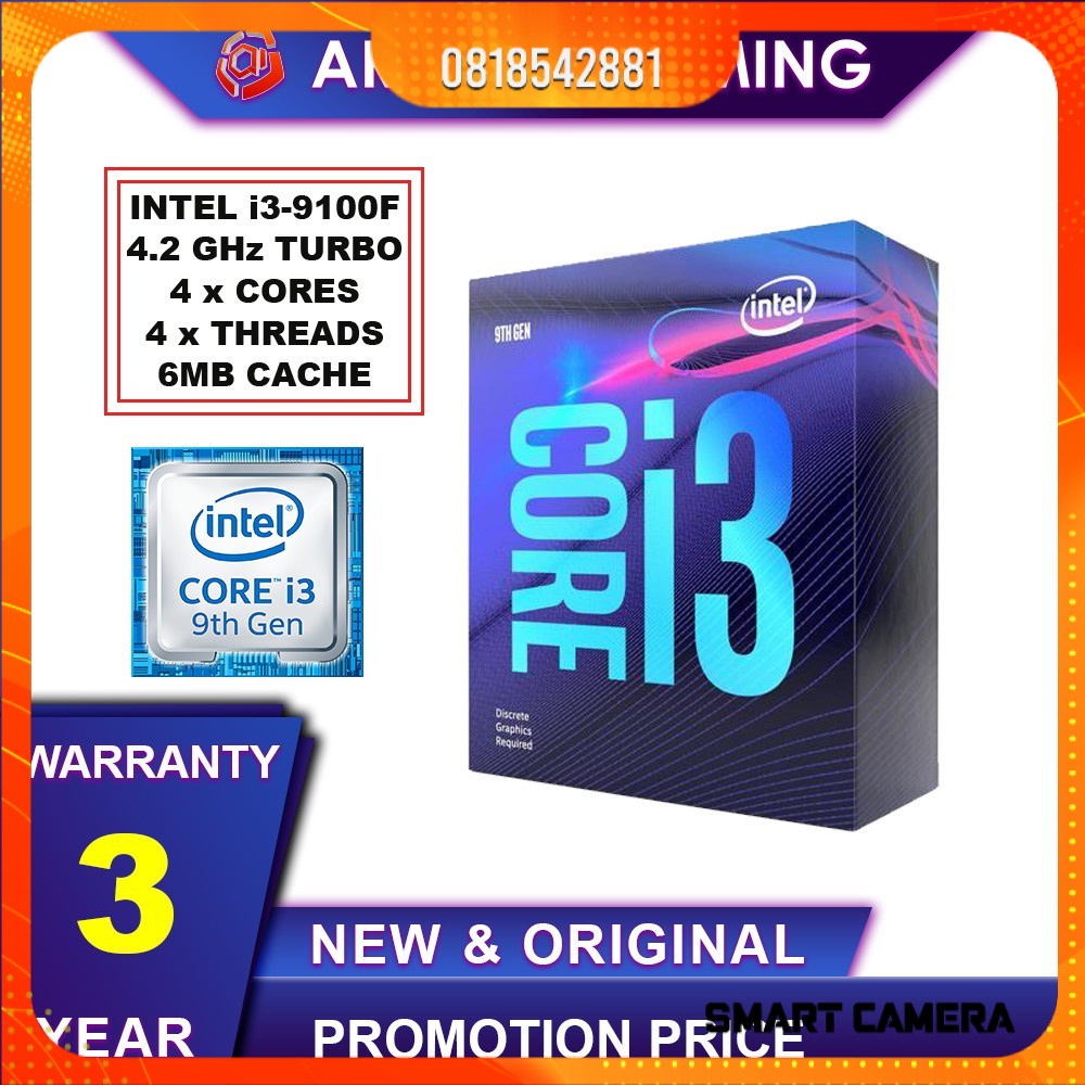 Bộ vi xử lý Intel Core i3 9100F Full Box Hàng chính hãng (Fpt phân phối)