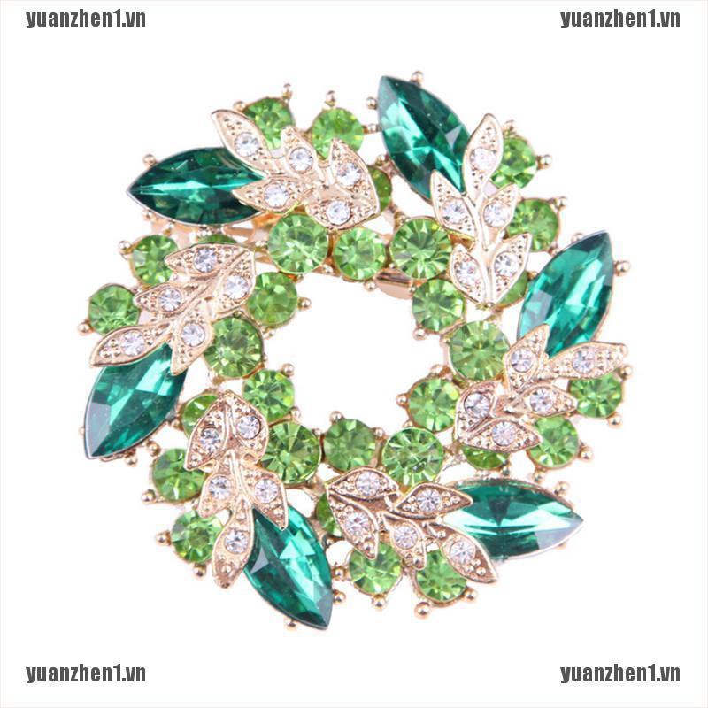 [YUANZHEN1] Trâm Cài Áo Mạ Vàng Hình Hoa Đỏ Đính Kim Cương Giả Lấp Lánh