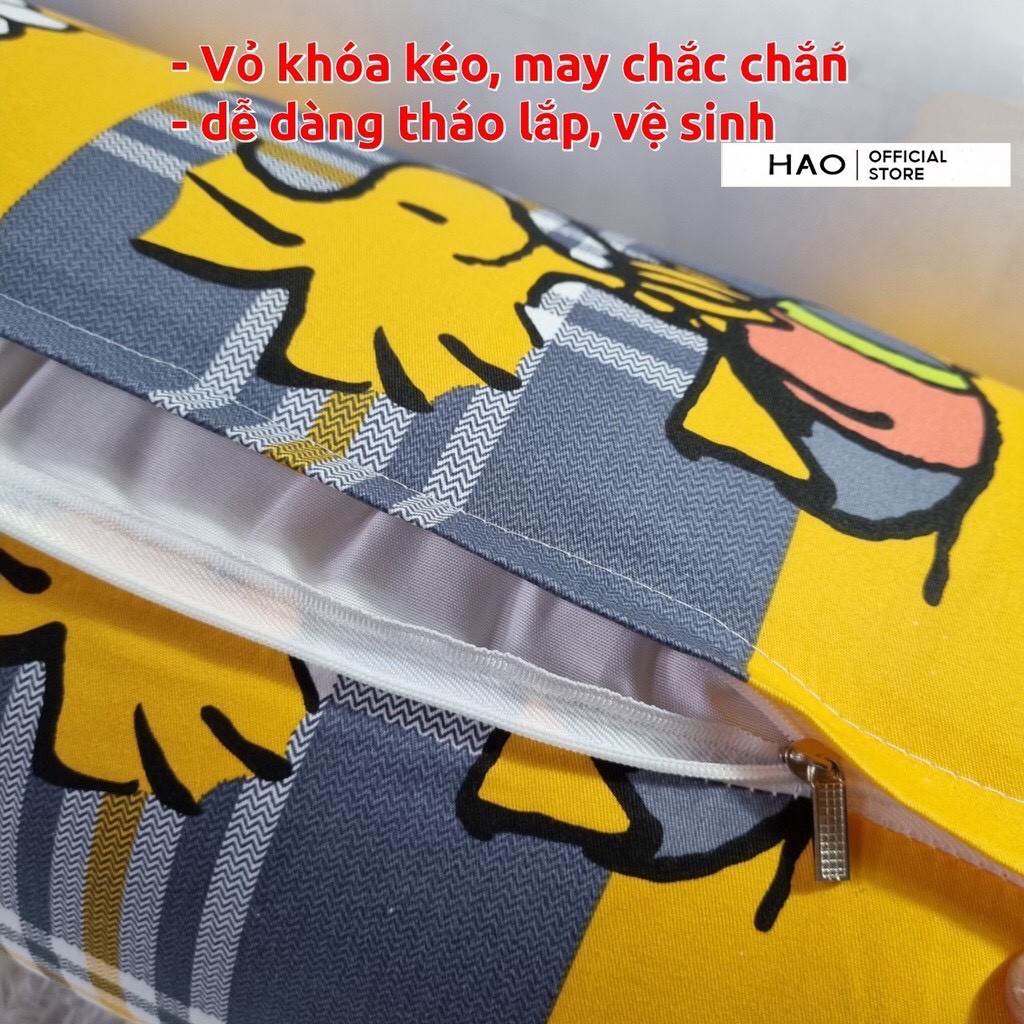 Gối ôm cotton 100% dài 95cm khóa kéo, gối ôm hình thú cho bé ôm ngủ dài đẹp HAOHAO