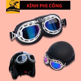 Kính Phi Công Gắn Mũ Bảo Hiểm Napoli 1/2, 3/4 - Chống tia UV Kính Bảy Màu