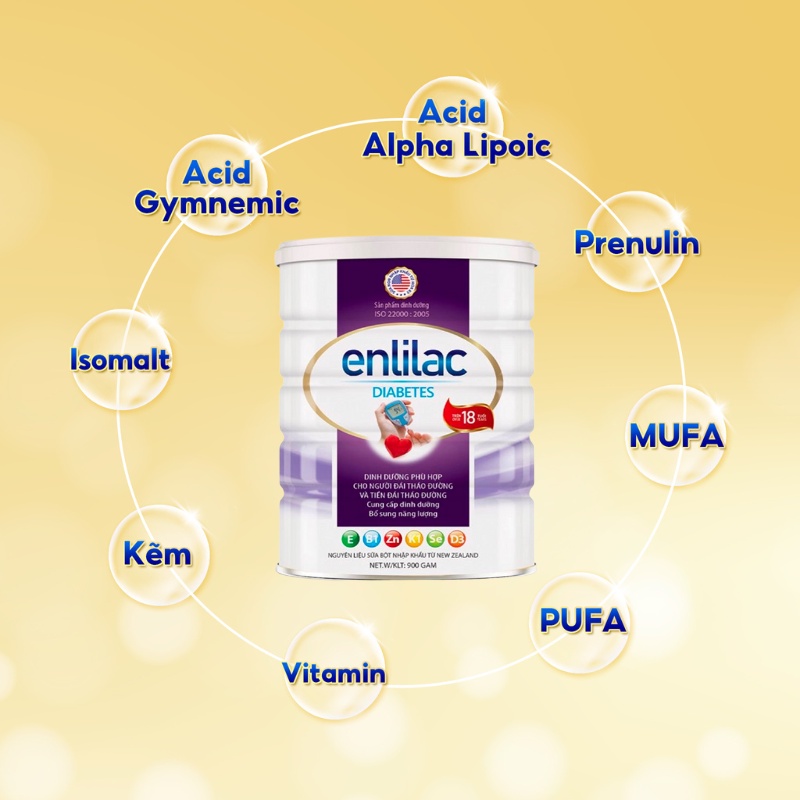 Sữa Cho Người Tiểu Đường, Giúp Ổn Định Đường Huyết ENLILAC Diabetes 400g-900g/Hộp