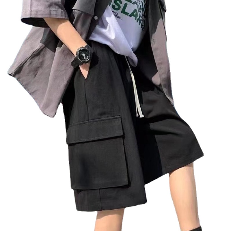 Quần Short Dáng Rộng Phối Túi Lớn Phong Cách Hip Hop Hàn Quốc Thời Trang Mùa Hè Cho Nam Size M-3XL