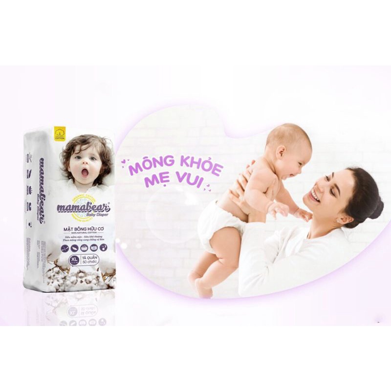 Tã Quần Cao Cấp MAMABEAR M100 L100 XL100 2XL100 3XL100 - Form Bo Mông - Mềm Mại - Thấm Hút Tốt