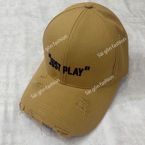 Mũ lưỡi trai thêu chữ Just Play Rách | Nón kết thời trang Unisex Nam Nữ SG123