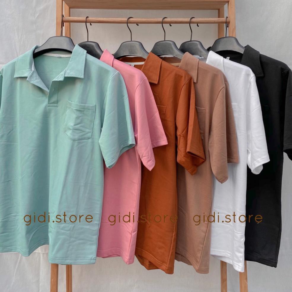 Áo thun trơn POLO tay lỡ có Túi Nam Nữ Unisex ❤️ áo phông Ngắn tay cổ bẻ vải da cá tici không nhăn, thoáng mát  ྇