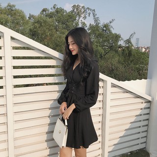 Đầm ulzzang cột dây eo basic - u.w