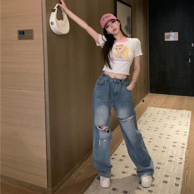 Áo Thun Nữ Tay Ngắn Dáng Ôm In Họa Tiết Hoạt Hình Dễ Thương