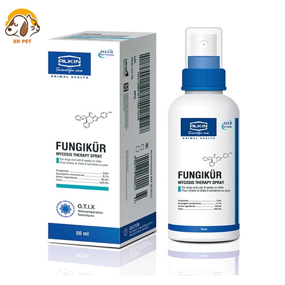 FUNGIKUR Xịt Chữa Nấm, Ve Rận Ghẻ Ngứa Viêm Da Cho Chó Mèo 50ml - Lọ Trị Nấm Viêm Da Cho Chó Mèo