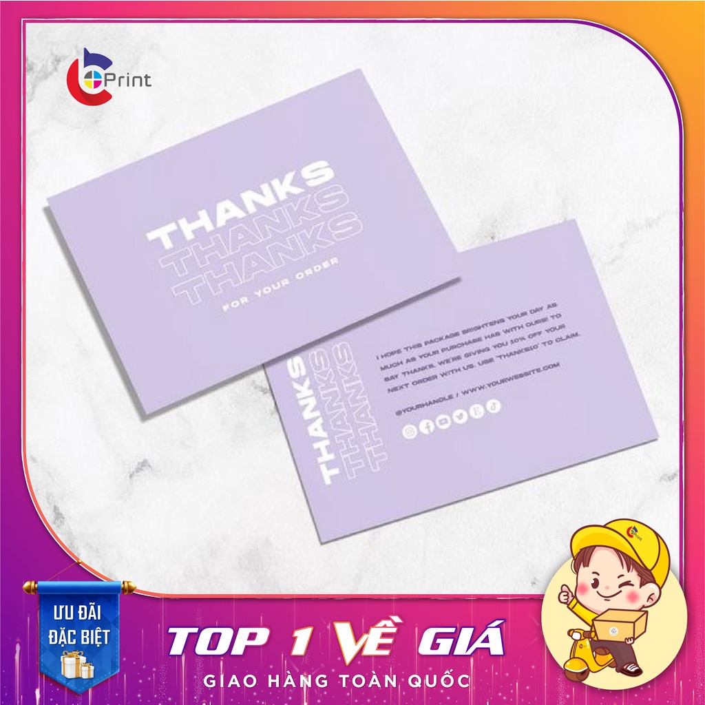 Thiệp cảm ơn khách hàng cho shop bán hàng, card visit in theo yêu cầu