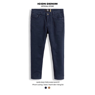 Quần Jean Nam Trơn ICON DENIM Wash Dáng Slim-fit QJ021048