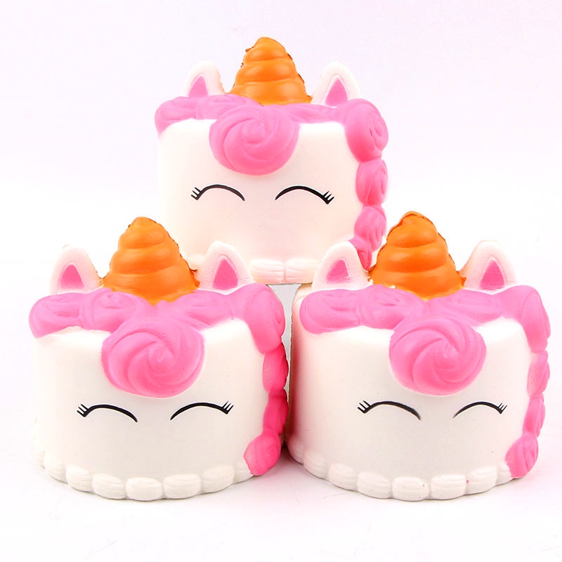 Squishy Lớn JUMBO Hình bánh kem 3 sừng màu hồng Đồ Chơi Xốp Giảm Stress Hình mềm mịn dễ Thương đàn hồi Cho Bé