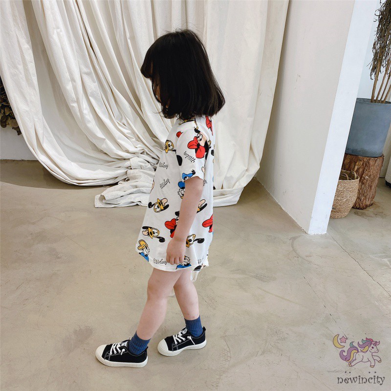 Đầm bé gái in hình chuột Mickey