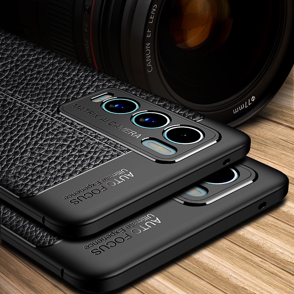 Ốp điện thoại silicon giả bề mặt da chống sốc thời trang cho Realme Q3 Pro Carnival / Realme Gt Master Explore