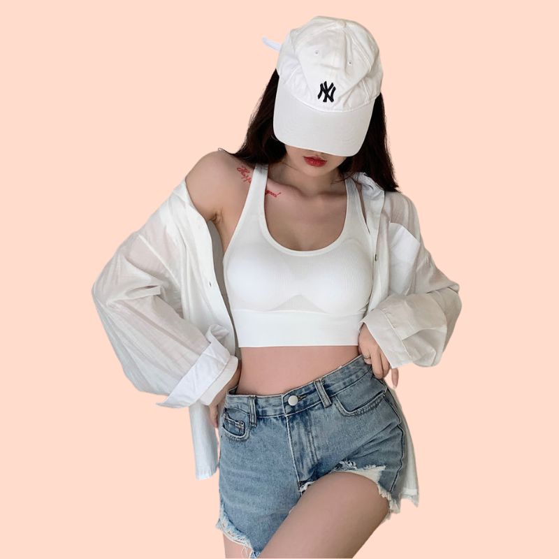 Áo Bra Cotton Thun Co Giãn Thấm Hút Mồ Hôi SU Official, Áo Tập Gym Nâng Ngực Mút Mỏng 48343