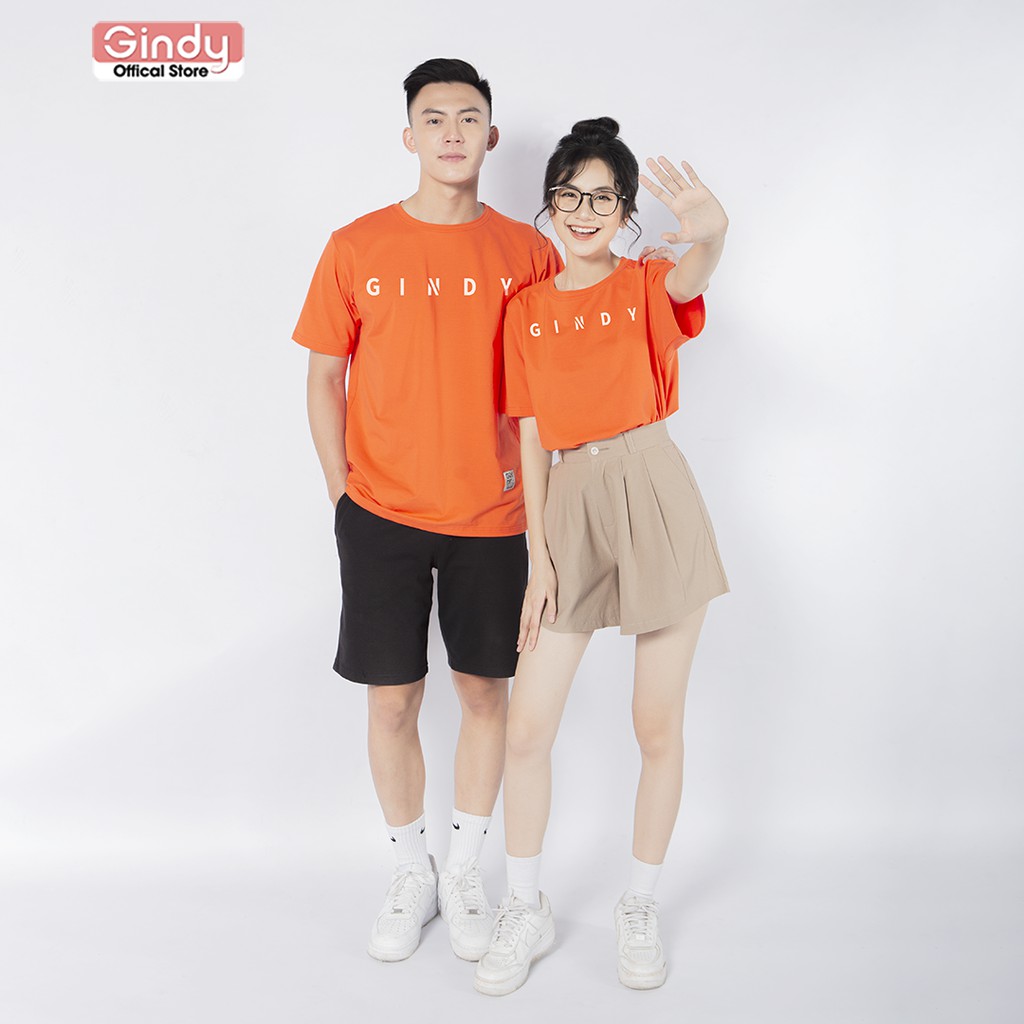 Áo phông thun trơn nam nữ tay lỡ form rộng GINDY 8 màu chất cotton thời trang unisex basic A028