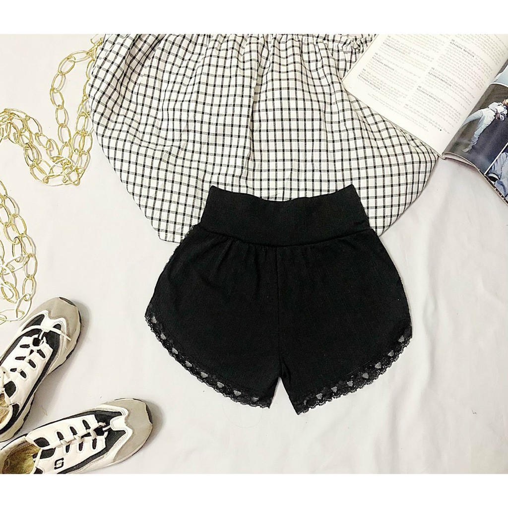 quần đùi thun viền ren xinh, mặc nhà thoải mái đủ màu hình thật