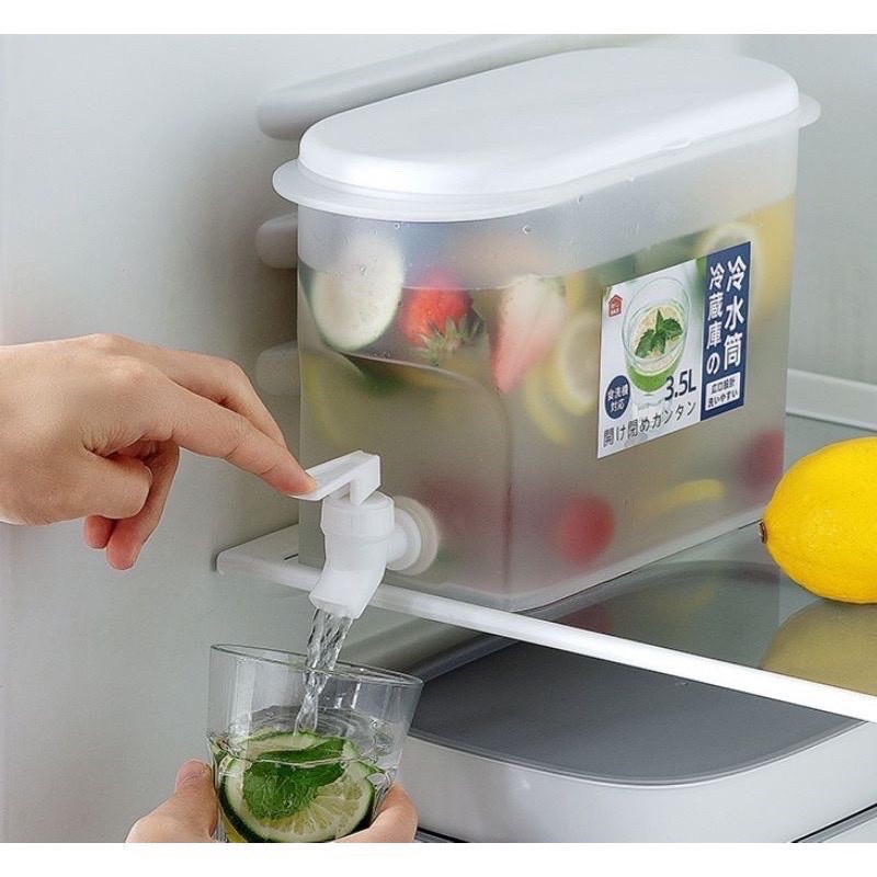 Bình đựng nước có vòi tiện lợi để tủ lạnh siêu to 3.5L chất liệu nhựa PP cao cấp chịu nhiệt tốt MiibooShi PVN17357