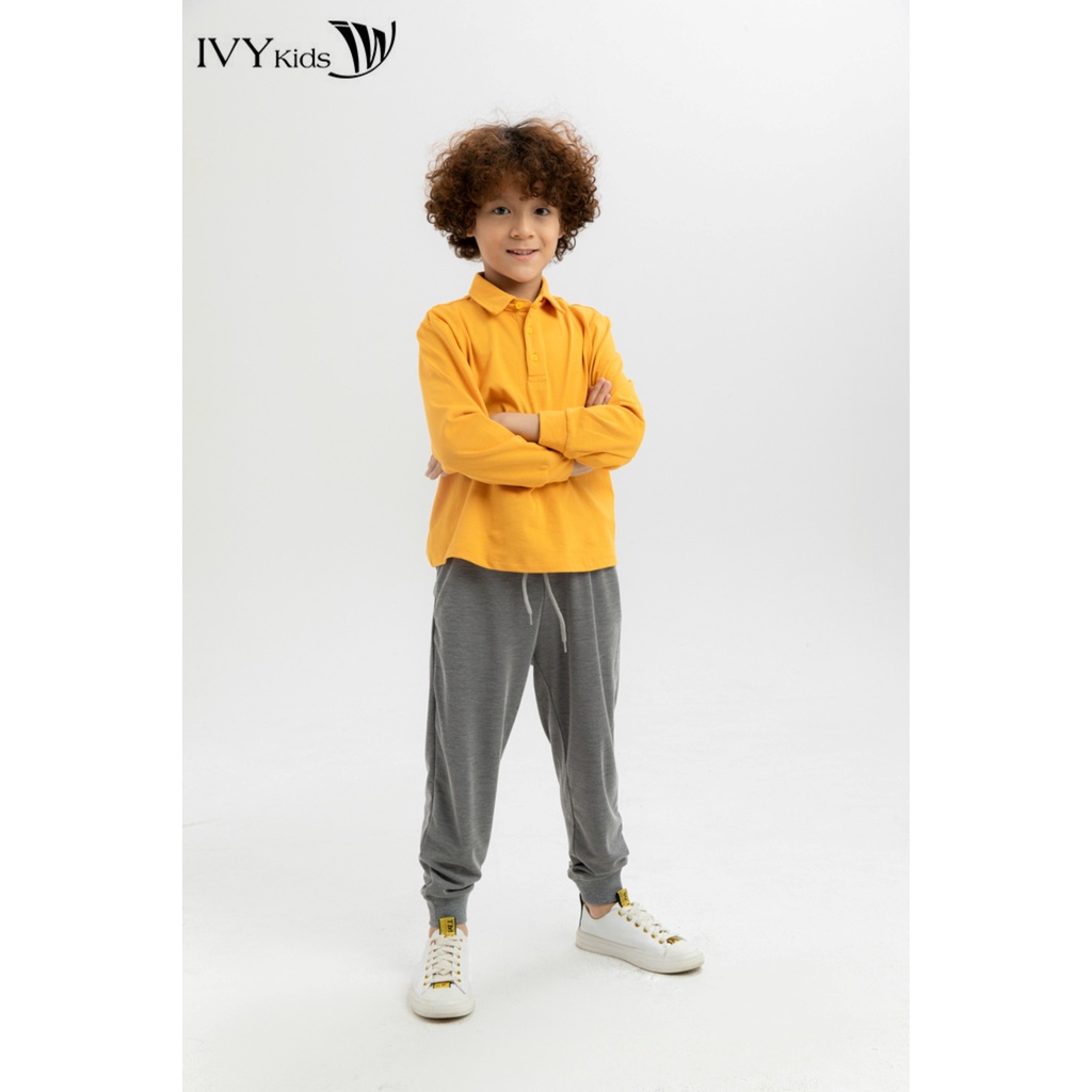 Áo thun bé trai cổ đức cài khuy IVY moda MS 58K1193